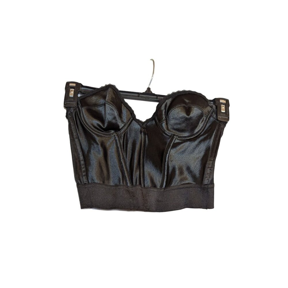 Vintage Victorias Secret Black Satin Bustier Top 34A
